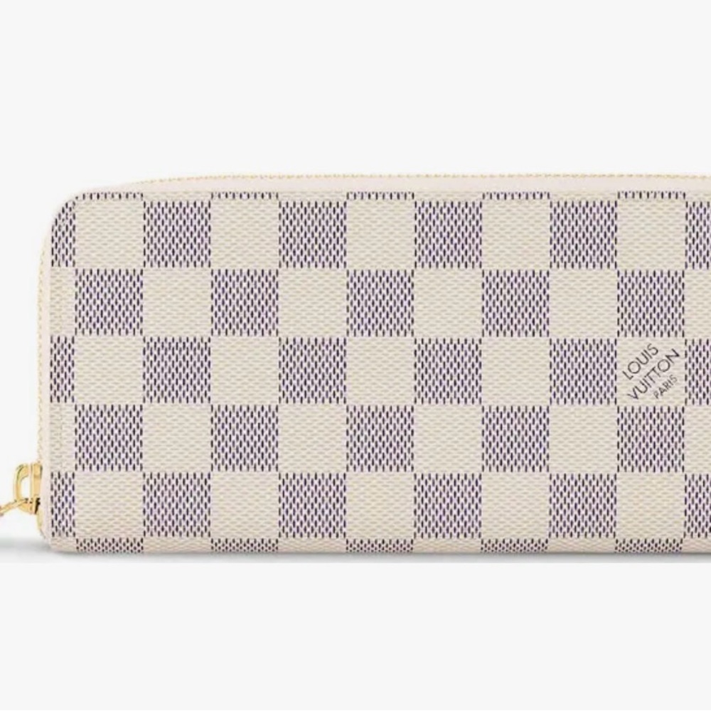 Louis Vuitton Checkered Canvas Wallet in Cream and Blue